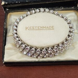 ​Vtg Kestenmade Rhinestone Deco Expansion Bracelet - NOS with Box